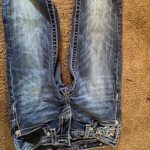 Miss Me blue and black sequin jeans with rhinestone details size 14 girls skinny